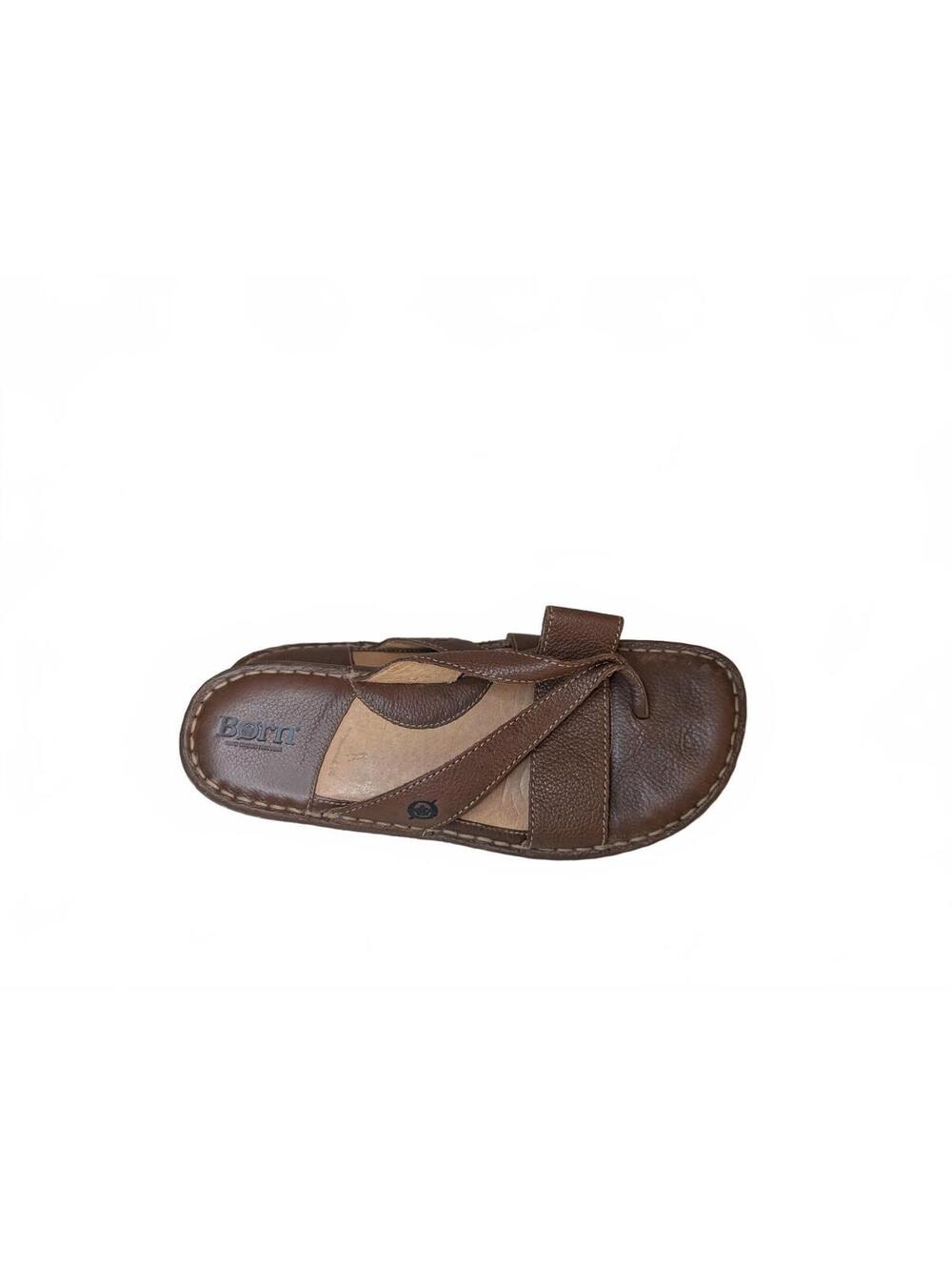 Born Sorja II Brown Leather Toe-Loop Thong Sandals Size 10